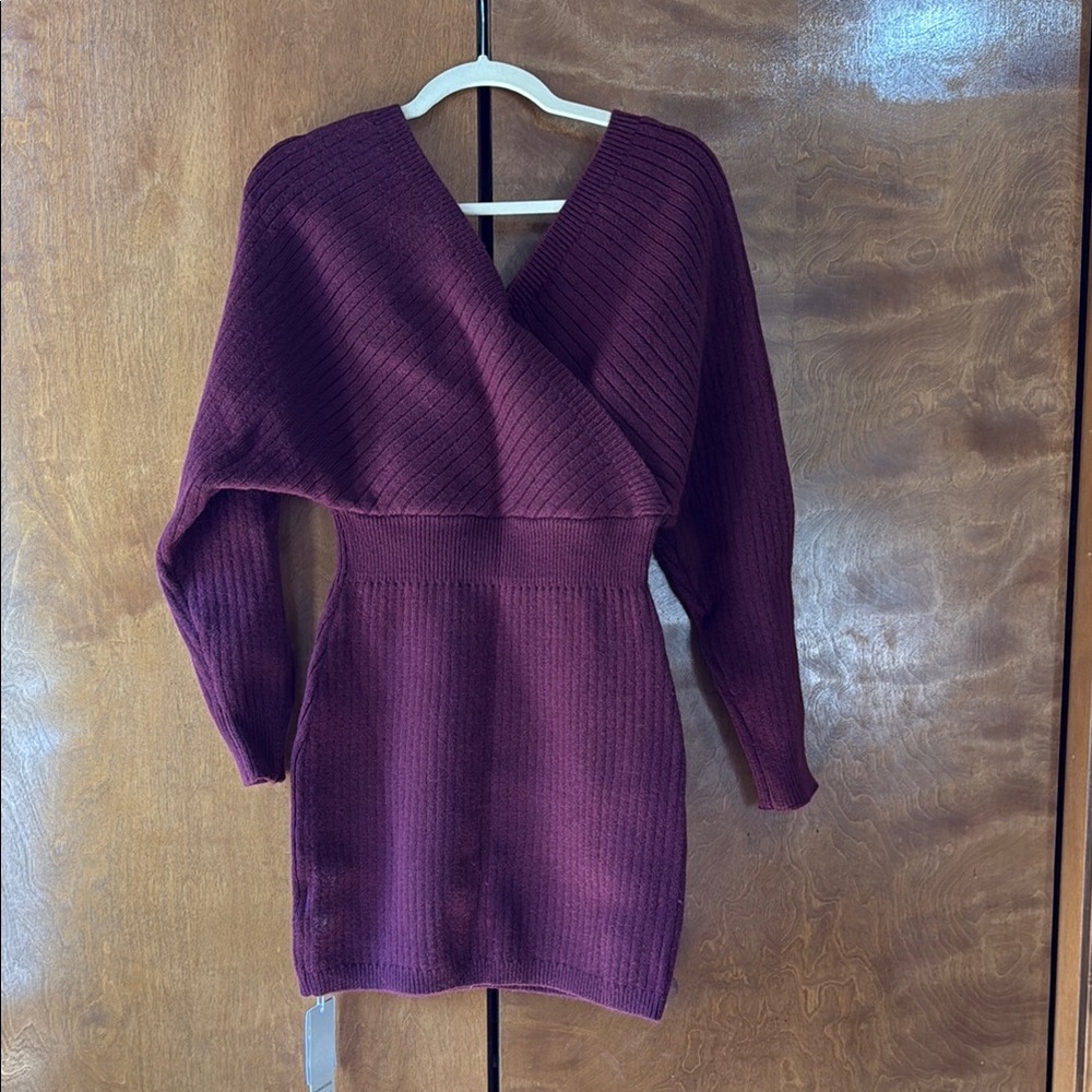 Burgundy Ribbed Knit Sweater